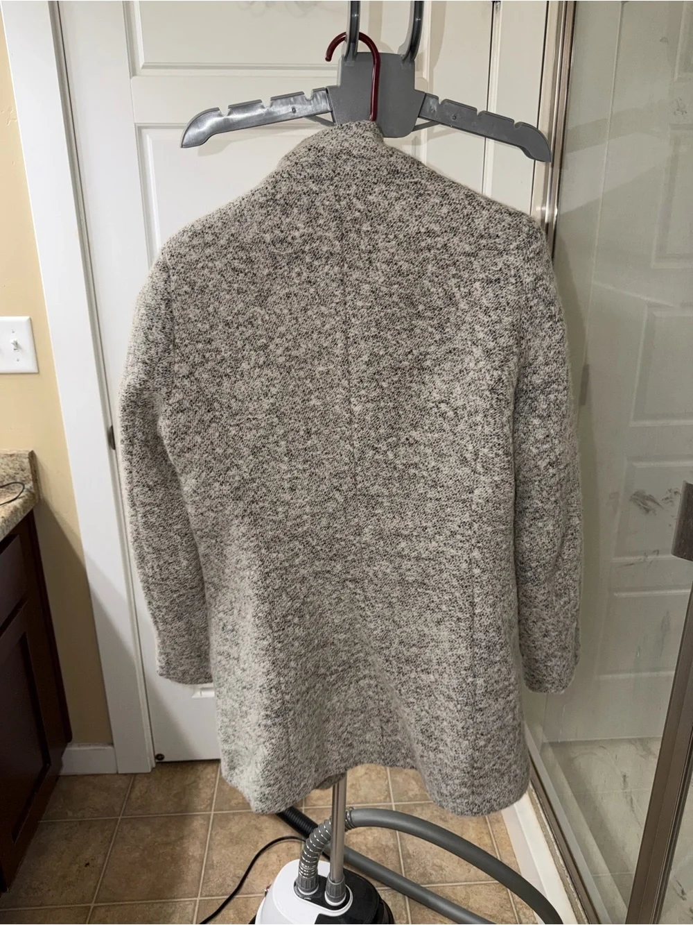 Andrew Marc Women's Gray Textured Open-Front Trench Coat